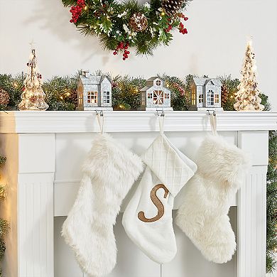 Glitzhome 3 Pcs Galvanized House Stocking Holder, 6.9 Inch Xmas Hanging Hooks for Stockings