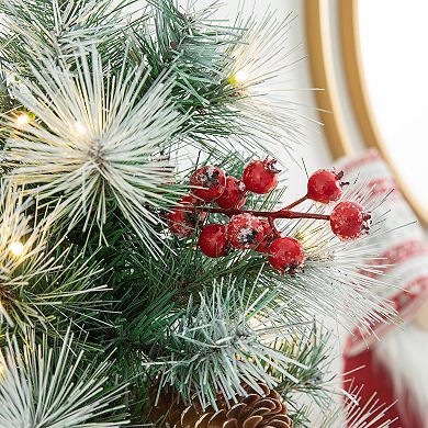 Glitzhome 5ft Pre-lit Pine Porch Christmas Tree, Decorative Tree With 150 Warm White Lights