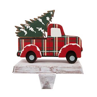 Glitzhome Christmas Stocking Holder, Cute Truck with Christmas Tree Stocking Holder