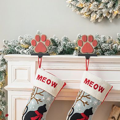 Glitzhome 3 Pcs Resin Santa Snowman Penguin Stocking Holder, 6.5 Inch Xmas Hanging Hooks