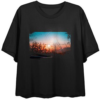 Juniors' Sunrise Over A Field Graphic Tee
