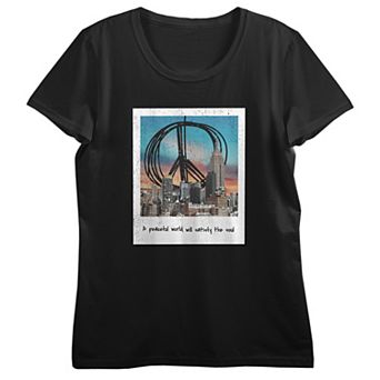 Juniors' A Peaceful World NYC Photo Graphic Tee