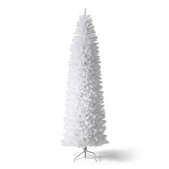 Glitzhome 9ft Pencil Tinsel Artificial Christmas Tree With Metal Foldable Stand