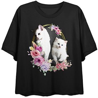 Juniors' Kittens In Gold Frame Graphic Tee