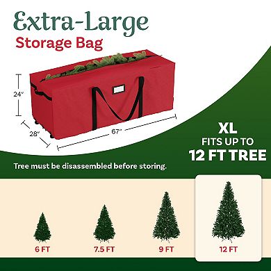 Elf Stor Red Rolling Christmas Tree Storage Bag