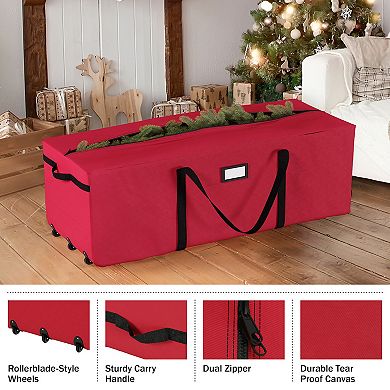 Elf Stor Red Rolling Christmas Tree Storage Bag