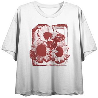 Juniors' Sunflower Single Color Photo Graphic Tee