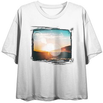 Juniors' Mountain Sunset Photo Graphic Tee