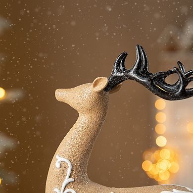 Glitzhome Set of 2 Resin Christmas Reindeer Table Decor