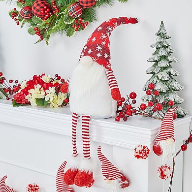 Glitzhome 28" H Fabric Christmas Gnome Shelf Sitter, Gnome Elf Tabletop Decor Gnomes Xmas Decor