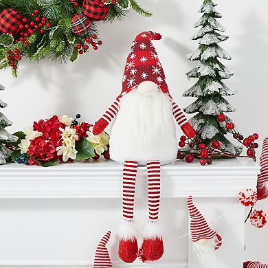 Glitzhome 28" H Fabric Christmas Gnome Shelf Sitter, Gnome Elf Tabletop Decor Gnomes Xmas Decor