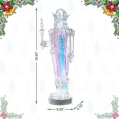 Glitzhome LED Lighted Nutcracker Statue Figurine, Christmas Home Table Ornaments Decorations,18”H
