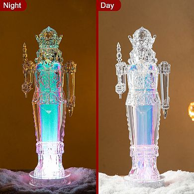 Glitzhome LED Lighted Nutcracker Statue Figurine, Christmas Home Table Ornaments Decorations,18”H