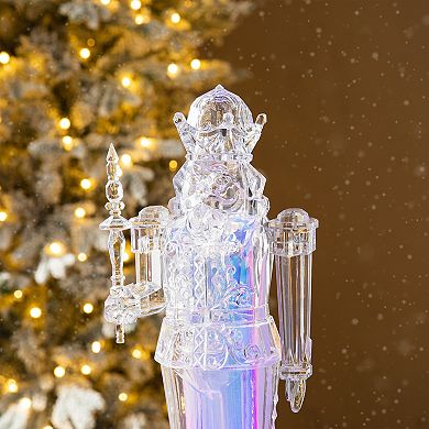 Glitzhome LED Lighted Nutcracker Statue Figurine, Christmas Home Table Ornaments Decorations,18”H