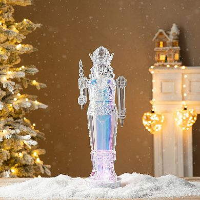 Glitzhome LED Lighted Nutcracker Statue Figurine, Christmas Home Table Ornaments Decorations,18”H