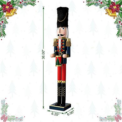 Glitzhome 36"h Wooden Nutcracker Decor, Christmas Porch Decor for Front Door