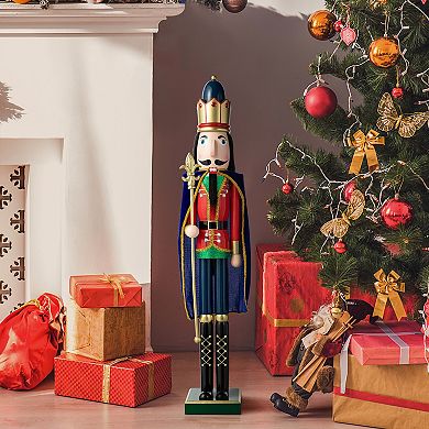 Glitzhome 36"h Wooden Nutcracker Decor, Christmas Porch Decor for Front Door