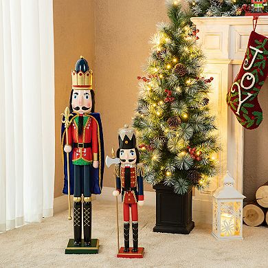 Glitzhome 36"h Wooden Nutcracker Decor, Christmas Porch Decor for Front Door