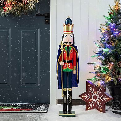 Glitzhome 36"h Wooden Nutcracker Decor, Christmas Porch Decor for Front Door