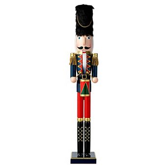Glitzhome 36"h Wooden Nutcracker Decor, Christmas Porch Decor for Front Door