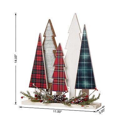 Glitzhome Wood Mini Christmas Trees Table Decor, 14“h Christmas Trees for Tabletop Decoration