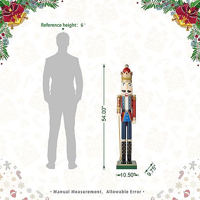 Glitzhome 54"h Glitter King Nutcracker Decor, Wooden Christmas Porch Decor