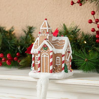Glitzhome Christmas Stocking Holder, Set of 2 Resin Gingerbread House Hanger Hooks