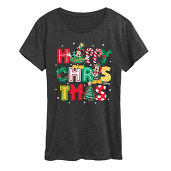 Disney's Mickey & Minnie Mouse Women's Happy Christmas Graphic Tee