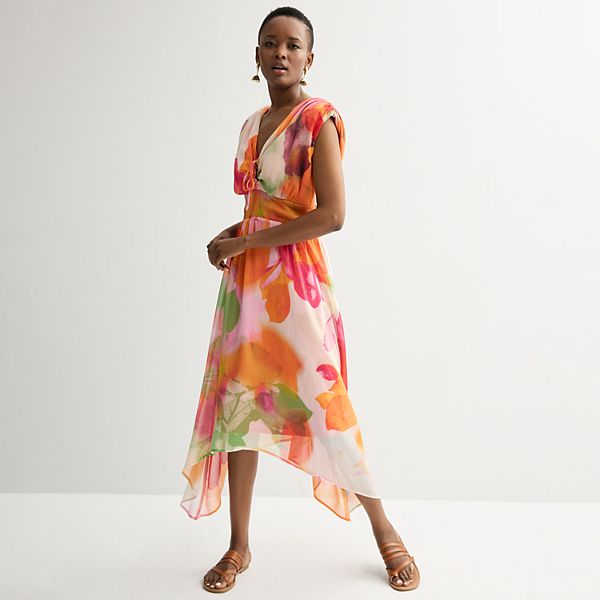 Ladies Dresses Handkerchief Summer Dresses Navy Sleeveless Handkerchief Hem Dress F01141