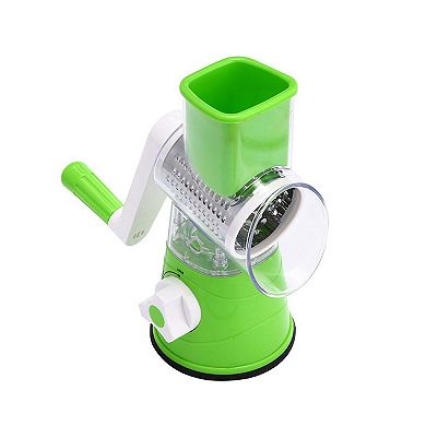 Home Rotary Cheese Grater, Manual Cheese Shredder With 3 Interchangeable Blades