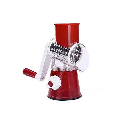 Home Rotary Cheese Grater, Manual Cheese Shredder With 3 Interchangeable Blades