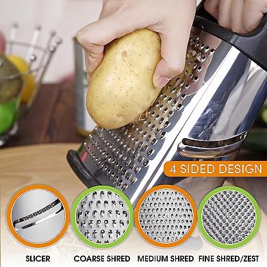 Stainless Steel Professional Cheese Grater Large Size 4 Sides