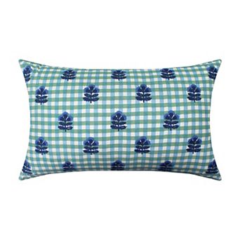 Sonoma Goods For Life® Embroidered Flower on Plaid Throw Pillow