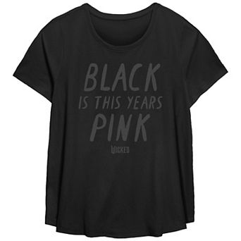 Plus Size Wicked Black Is This Years Pink Flowy Graphic Tee