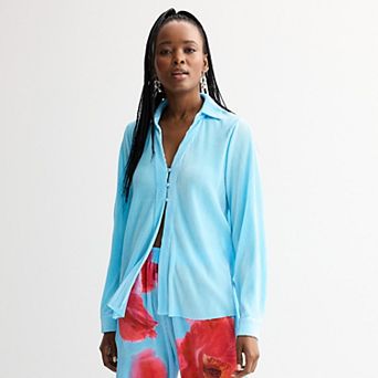Women's INTEMPO™ Plisse Print Button Front Shirt
