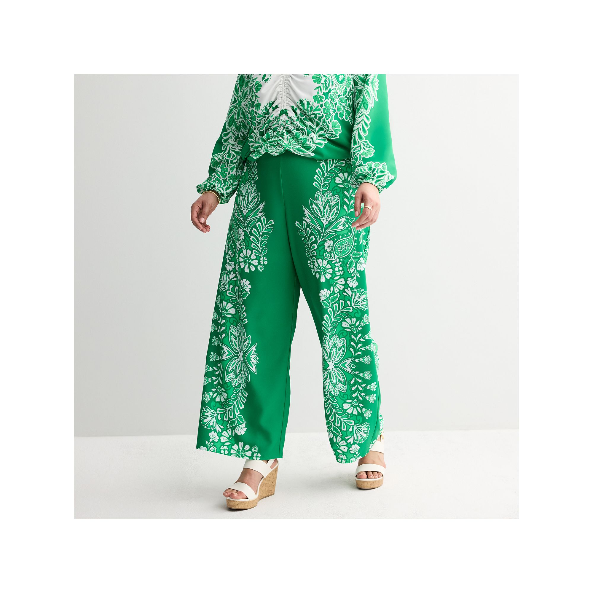 Plus Size INTEMPO™ Printed Border Pants, Womens, Size: 1XL, Green