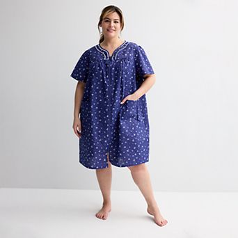 Plus Size Croft & Barrow® Woven Zip Short Robe