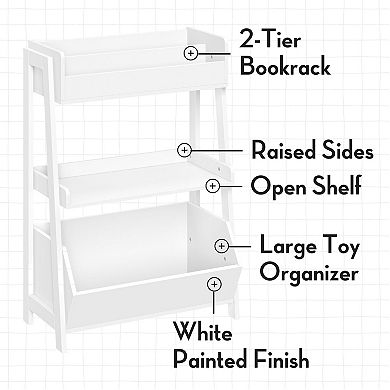 RiverRidge Home Kids 3-Tier Ladder Shelf with Bookrack and Toy Organizer