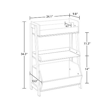 RiverRidge Home Kids 3-Tier Ladder Shelf with Bookrack and Toy Organizer