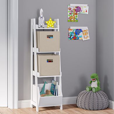 RiverRidge Home Kids 4-Tier 13-in. Ladder Shelf with Toy Organizer