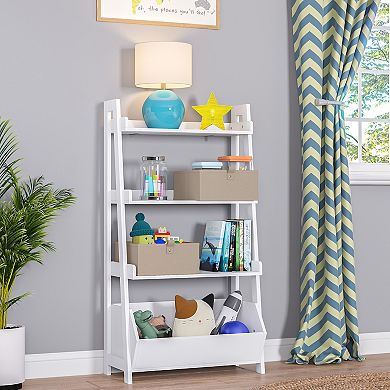 RiverRidge Home Kids 4-Tier 24-in. Ladder Shelf with Toy Organizer