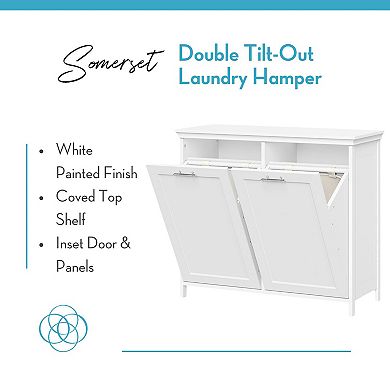 RiverRidge Home Somerset Double Tilt-Out Laundry Room Hamper Storage Cabinet