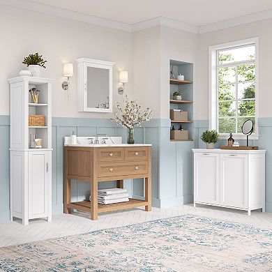 RiverRidge Home Somerset Double Tilt-Out Laundry Room Hamper Storage Cabinet