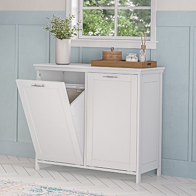 RiverRidge Home Somerset Double Tilt-Out Laundry Room Hamper Storage Cabinet