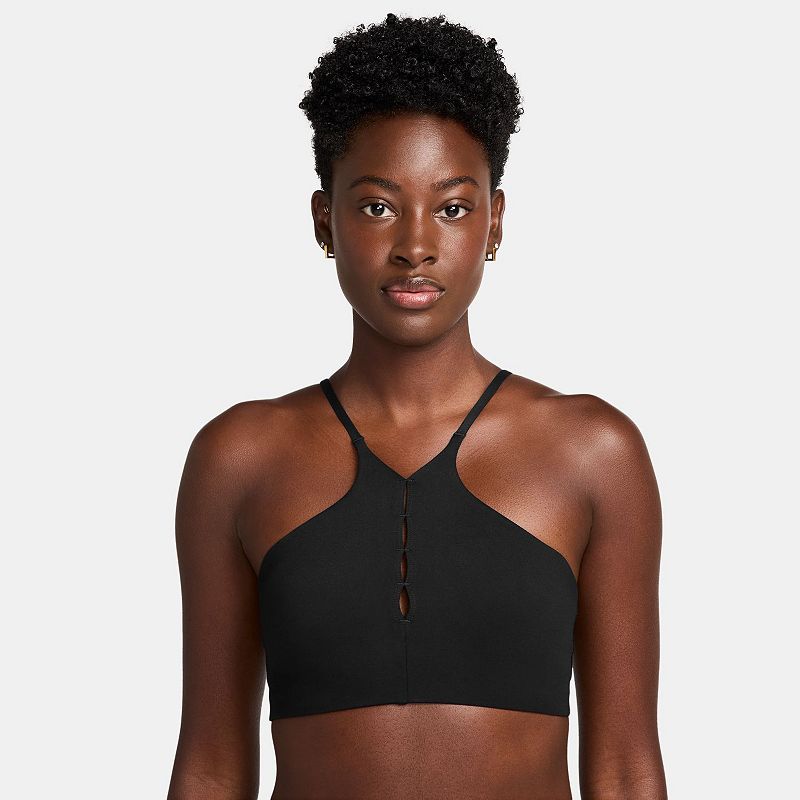 Women's Nike One Keyhole Light-Support High-Neck Padded Sports Bra, Size: Small, Black
