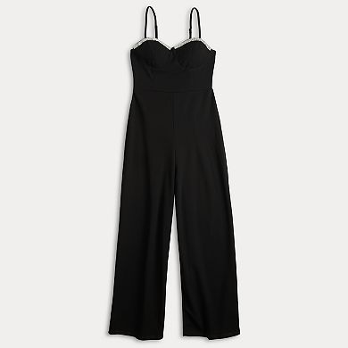 Juniors' madden girl Rhinestone Trim Bustier Jumpsuit