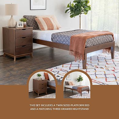 Linon Polly Twin Bed and Nightstand 2-Piece Set