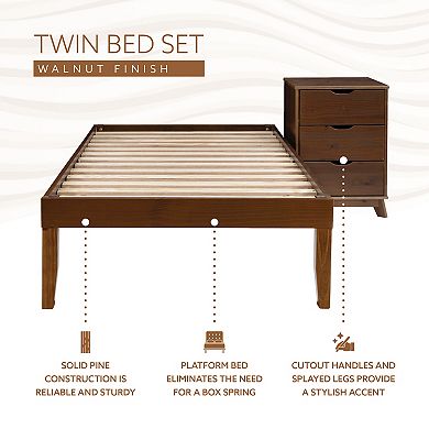 Linon Polly Twin Bed and Nightstand 2-Piece Set