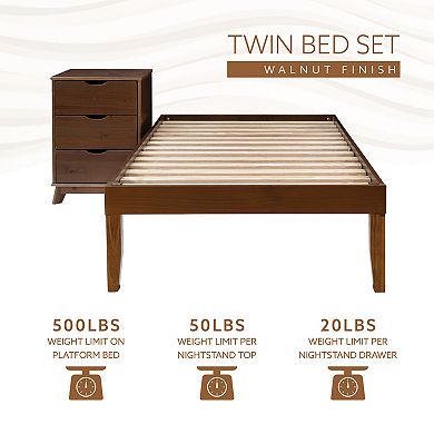Linon Polly Twin Bed and Nightstand 2-Piece Set