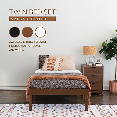 Linon Polly Twin Bed and Nightstand 2-Piece Set